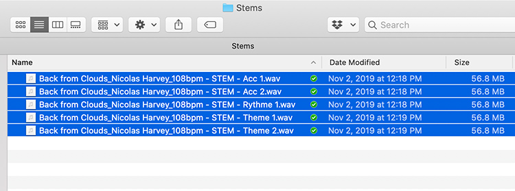 Stem files in a folder