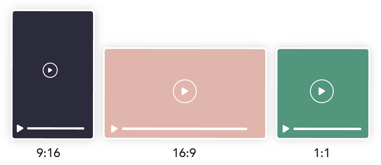 Video ratio options for publishing on social media